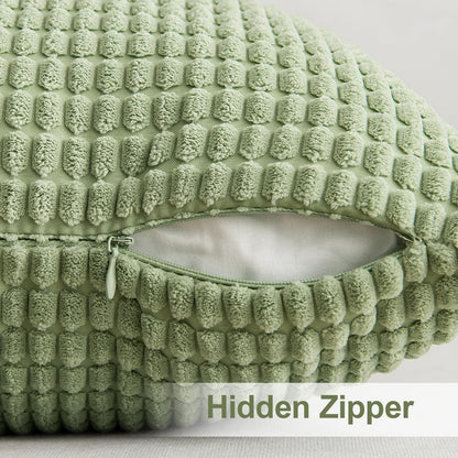 Pack of 2 Pillow Covers 18X18 Inch Granules Soft Corduroy Decorative Throw Pillow Covers for Couch Cushion Sofa Bedroom Living Room, Light Green