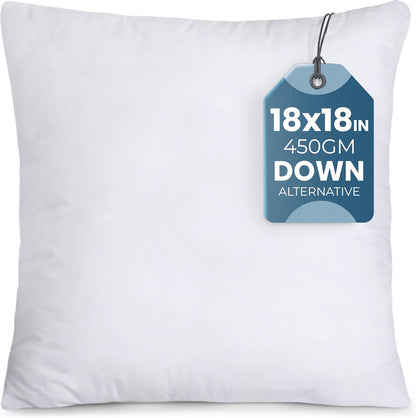 Decorative Throw Pillow Insert (18 X 18 Inches, White) – Set of 1, Ideal for Sofa, Couch, and Bed