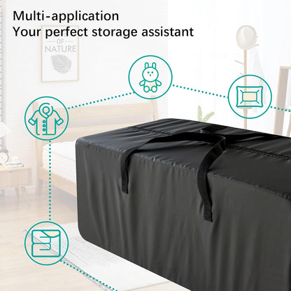 Moving Bags Heavy Duty with Strong Zipper & Handles, Sturdy Clothes Storage Bags, Packing Totes 6 Pack, College Dorm Room Essentials, Black