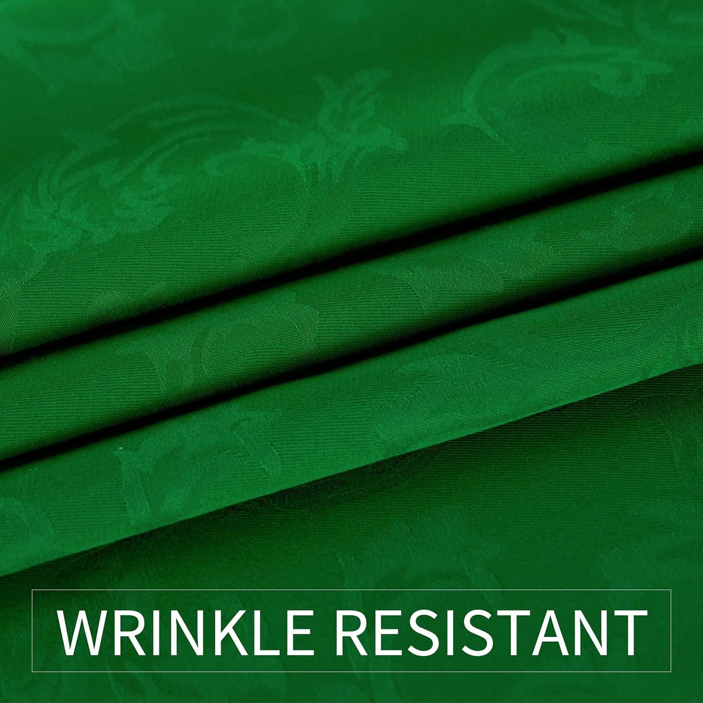 210GSM Solid Flower Jacquard Table Cloth - Heavy Duty Waterproof Wrinkle Free Microfiber Tablecloth, Decorative Fabric Table Cover for Outdoor and Indoor Use (Green, Rectangle 60 X 84 Inch)