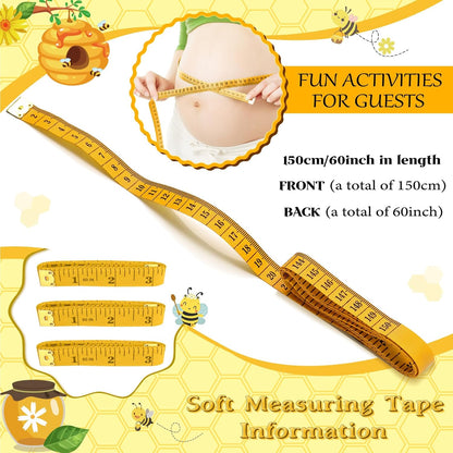 Guess Baby Shower Games Set – How Big Is Mommy'S Belly Sign, 64 Pcs Measure Bump Game with 50 Guessing Cards, 10 Pencils, and 3 Measuring Tapes for Baby Shower Gender Reveal Party (Bee Theme)