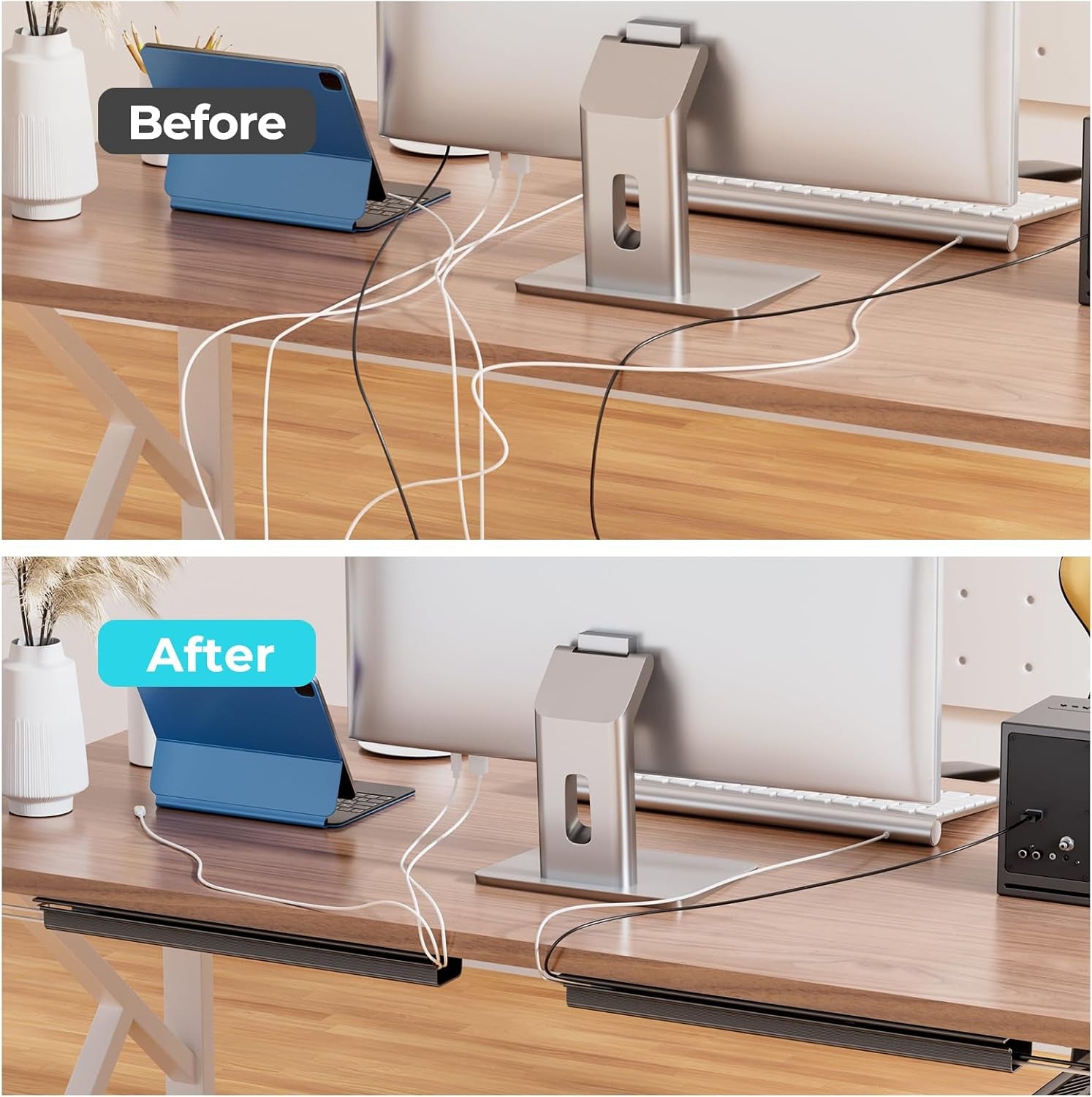 2 Pack Safe & Tidy Cable Management Solution - Protect Kids & Pets with Home & Office Cable Management under Desk,Cable Organizer, Cable Management Kit,Cord Organizer for Desk, 15.7Inx2