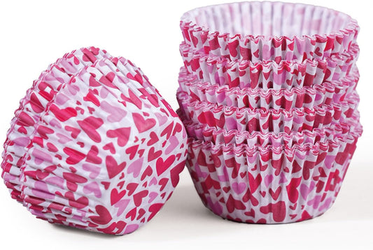 Valentine Cupcake Liners for Baking, 200 Pcs Standard Size Pink Cupcake Liners, Food Grade Paper, Greaseproof Parchment Muffin Liners, Valentines Day Baking Supplies