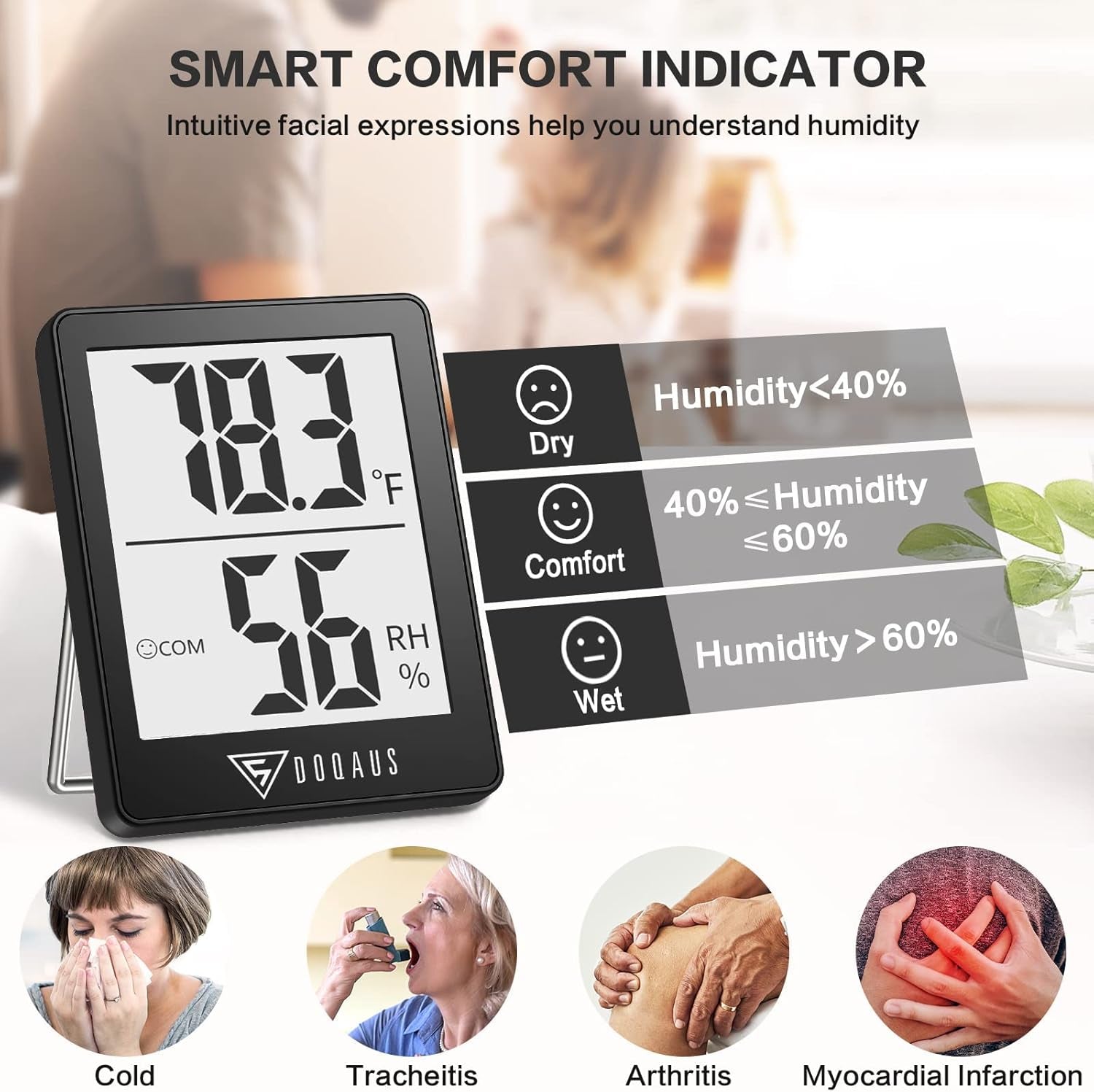Humidity Meter, 2 Pack Room Thermometer Indoor, Hygrometer with 5S Fast Refresh, Temperature Humidity Monitor Meter for Baby Room, Living Room, Basement, Greenhouse, Office