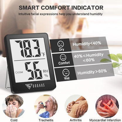 Humidity Meter, 2 Pack Room Thermometer Indoor, Hygrometer with 5S Fast Refresh, Temperature Humidity Monitor Meter for Baby Room, Living Room, Basement, Greenhouse, Office