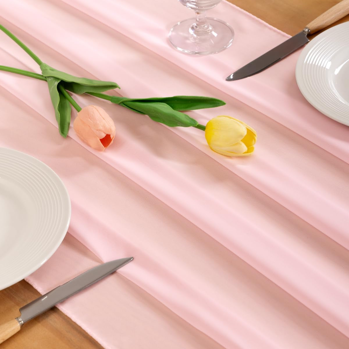 Blush Pink Chiffon Table Runner Fall Thanksgiving Boho Rustic 10Ft 29X120 Inches Wedding Runner Sheer Bridal Shower Decorations