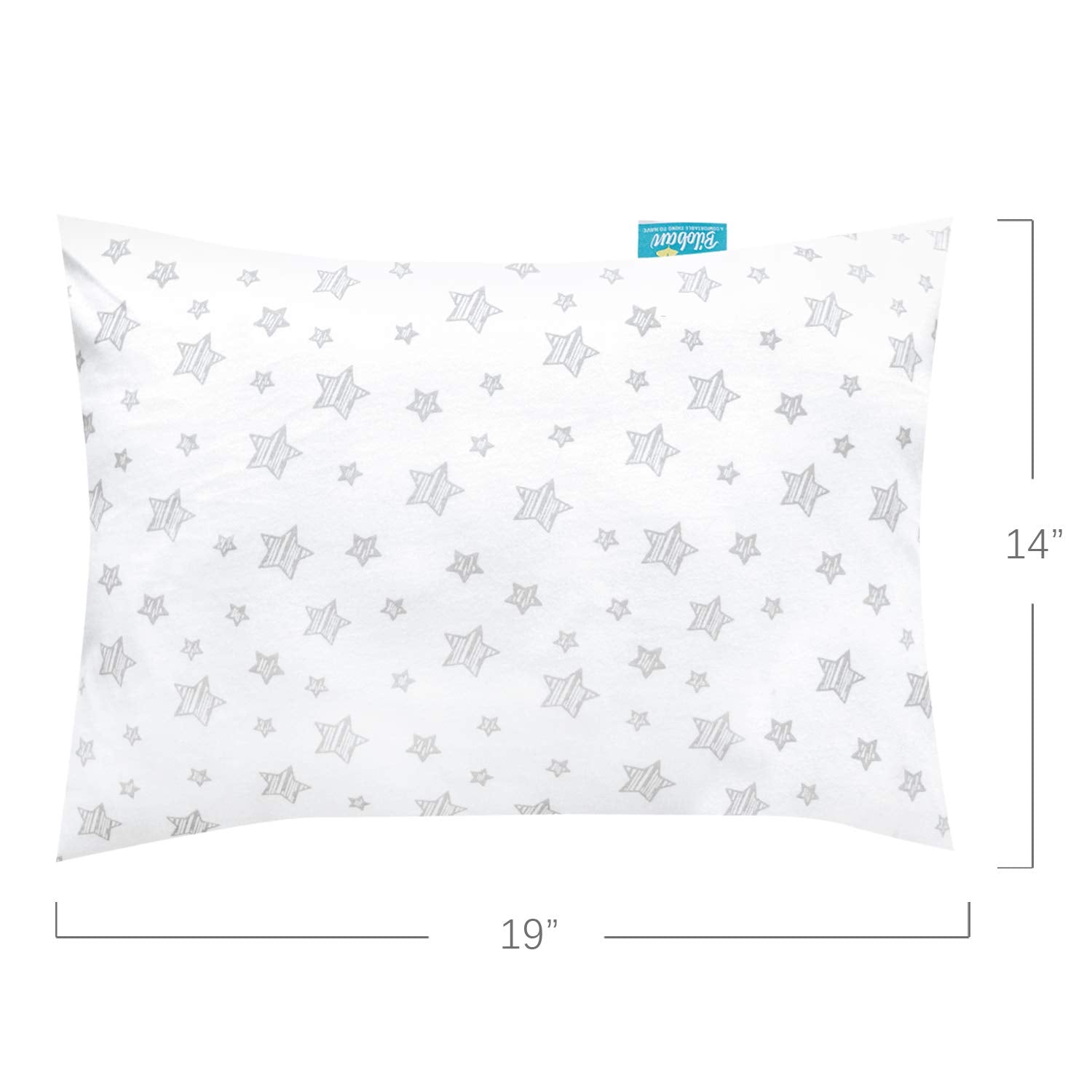 Organic Cotton Toddler Pillowcase for 13 X 18 or 14 X 19 Inches Pillow, (Pillowcase Only) 2 Pack Kids Pillowcase for Sleeping, Envelope Travel Pillow Case for Girl Boy, Gray Heart & White Star