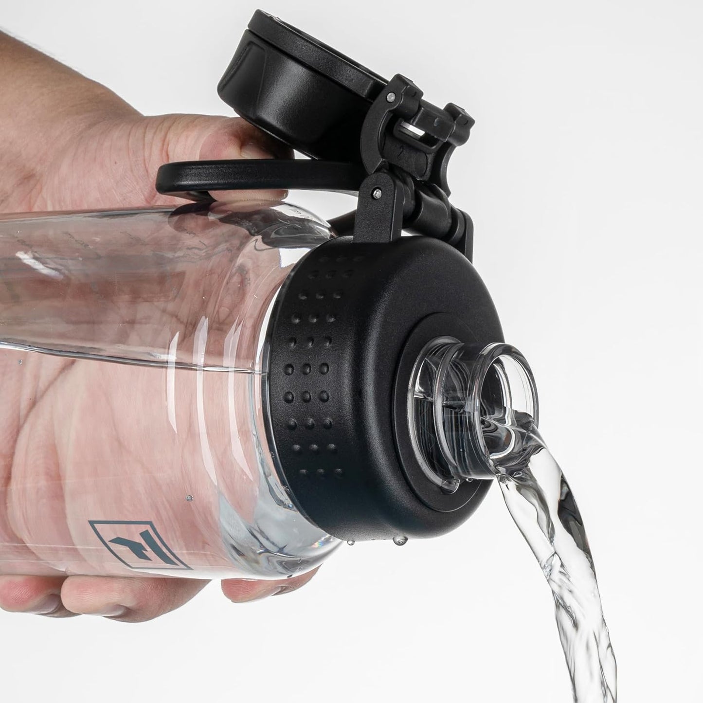 32 Oz Clear Water Bottle with Fast-Flow Spout Lid, Bpa-Free Tritan, Wide Mouth, Leakproof, Reusable Bottle for Gym, School, Office, Travel (Clear&Black)