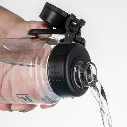 32 Oz Clear Water Bottle with Fast-Flow Spout Lid, Bpa-Free Tritan, Wide Mouth, Leakproof, Reusable Bottle for Gym, School, Office, Travel (Clear&Black)