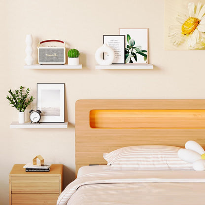 3 Packs Floating Shelves for Room Wall Accent Mounted Bookshelf Storage Bathroom Bedroom Living Room Hanging Kitchen Display Office Plant Book Gaming Dorm Decor Bath Cute Shelf Decore Decir White Wood