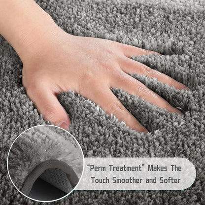 Bathroom Rugs Mat, Luxury Soft Comfortable Plush Absorbent Microfiber Bath Rugs, Extra Thick Non Slip Shaggy Shower Rug, Machine Wash, Bath Carpet for Bathroom Floor, Tub, 24"X17", Brown Gray