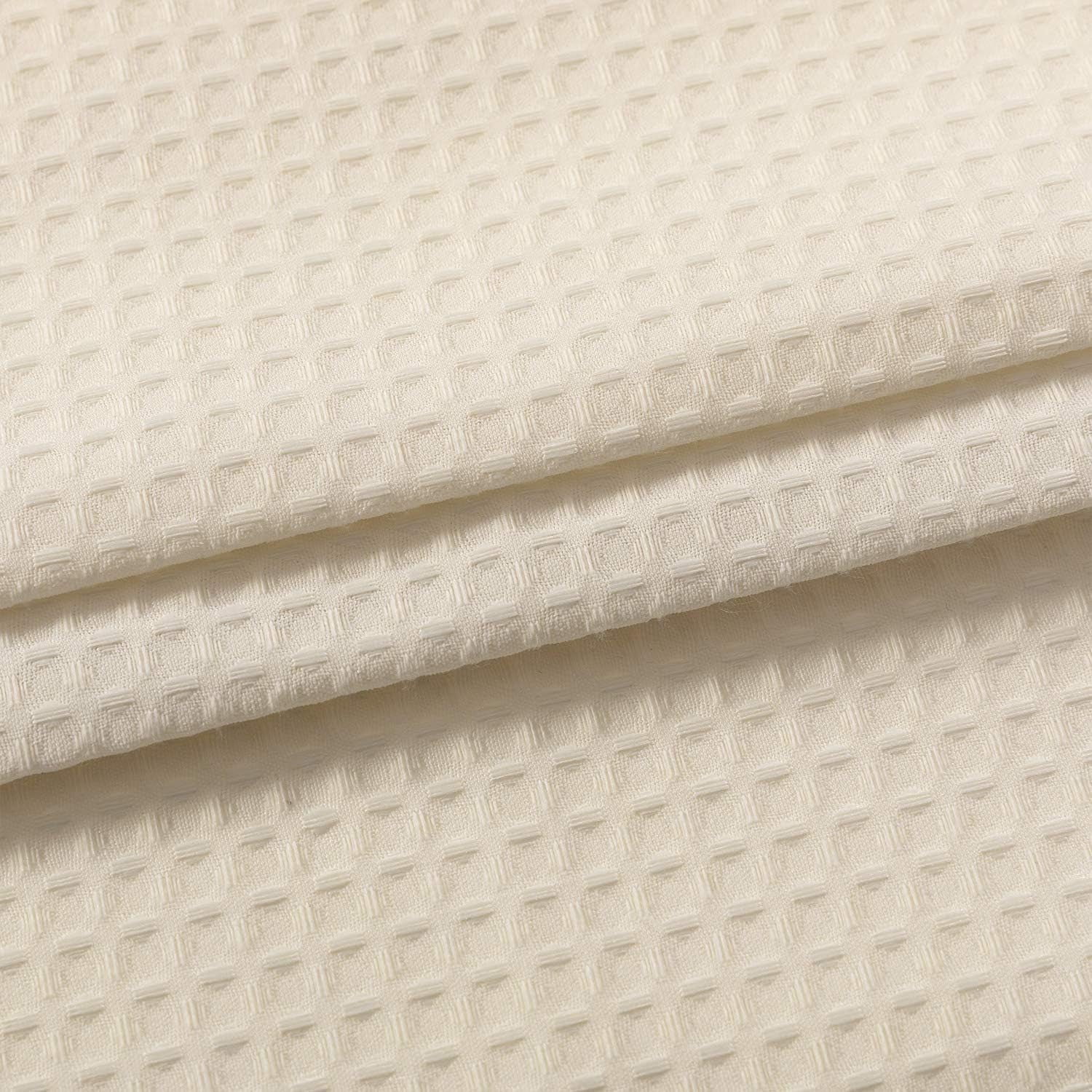 Waffle Weave Half Window Tier Curtains: RV Curtain with 24 Inch Short Length for Small Window in Kitchen & Bathroom, Waterproof and Washable - Cream, W36 Inch X L24 Inch for Each Panel, Set of 2