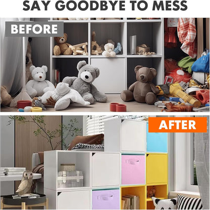 Foldable Fabric Storage Cubes and Cloth Organizer Drawer for Closet and Toys, 6 Pack (6 Colors)