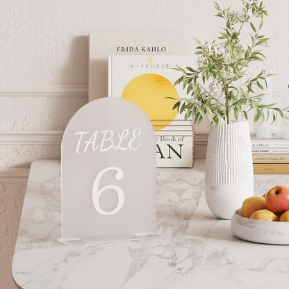 Table Numbers Wedding Seating Chart 5X7Inch Acrylic Table Number Holders Wedding Decorations for Reception Perfect for Decoration, Party, Anniversary, Event (Matte White, 1-15)