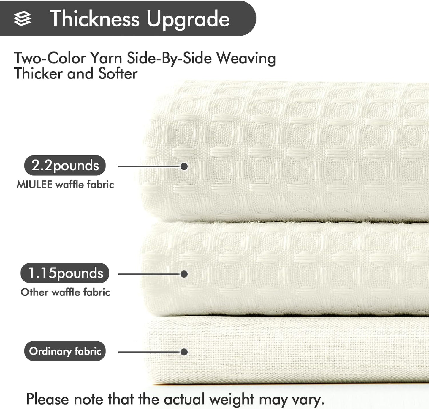 Stall Waffle Weave Fabric Stand up Shower Bath Curtain with 6 Metal Hooks 260GSM Small Heavy Washable Waterproof Narrow Thick Cloth Half Shower Curtains Set for Bathroom Hotel,W36*L72,Ivory