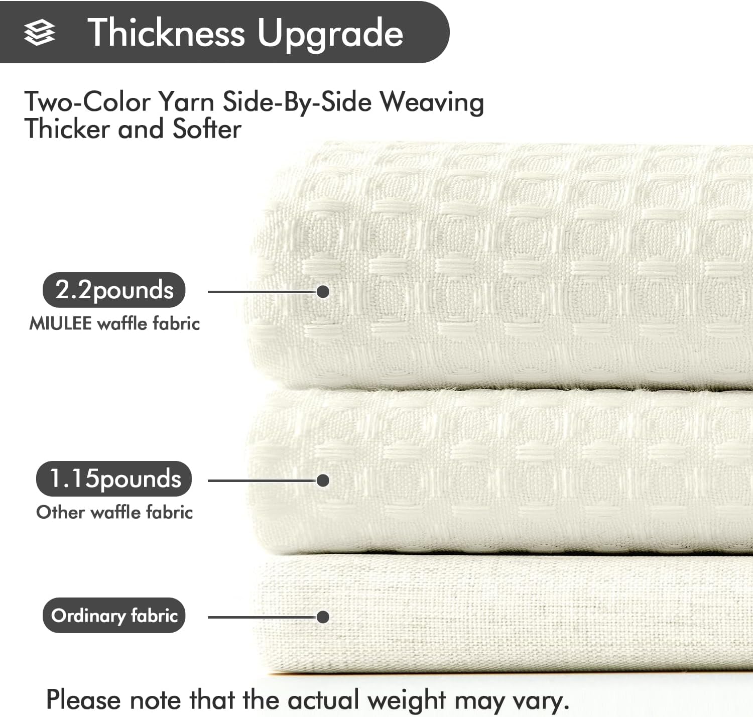 Stall Waffle Weave Fabric Stand up Shower Bath Curtain with 6 Metal Hooks 260GSM Small Heavy Washable Waterproof Narrow Thick Cloth Half Shower Curtains Set for Bathroom Hotel,W36*L72,Ivory