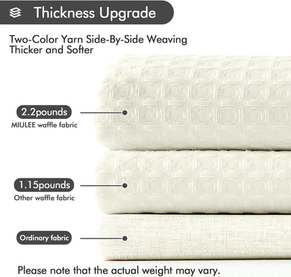 Stall Waffle Weave Fabric Stand up Shower Bath Curtain with 6 Metal Hooks 260GSM Small Heavy Washable Waterproof Narrow Thick Cloth Half Shower Curtains Set for Bathroom Hotel,W36*L72,Ivory