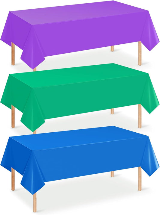 3Pcs Video Game Party Tablecloth,Plastic Table Cloth Disposable Green Blue Purple Table Cover for Video Games Theme Parties,Gaming Fans Birthday Party Decorations,54 X 108 Inch