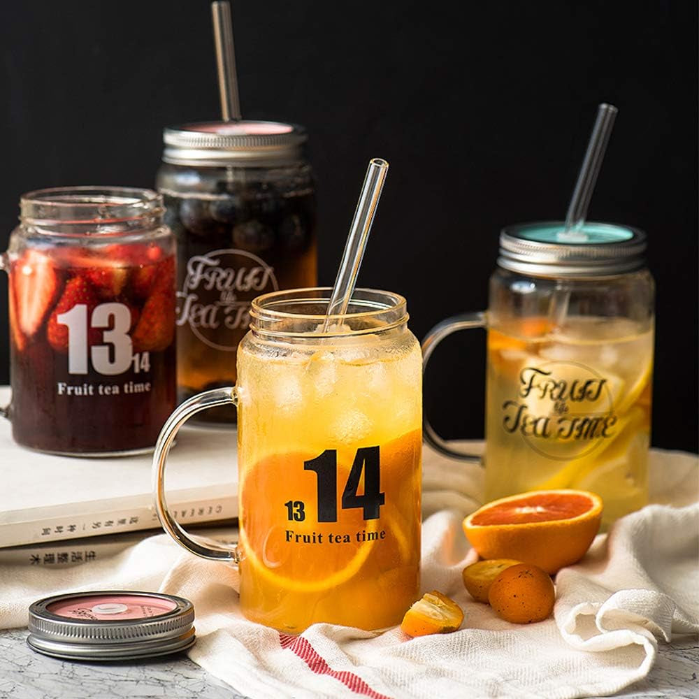 Reusable Glass Straws Set, 5-Piece Drinking Straws with Cleaning Brush, 10" X 10 Mm, Dishwasher Safe