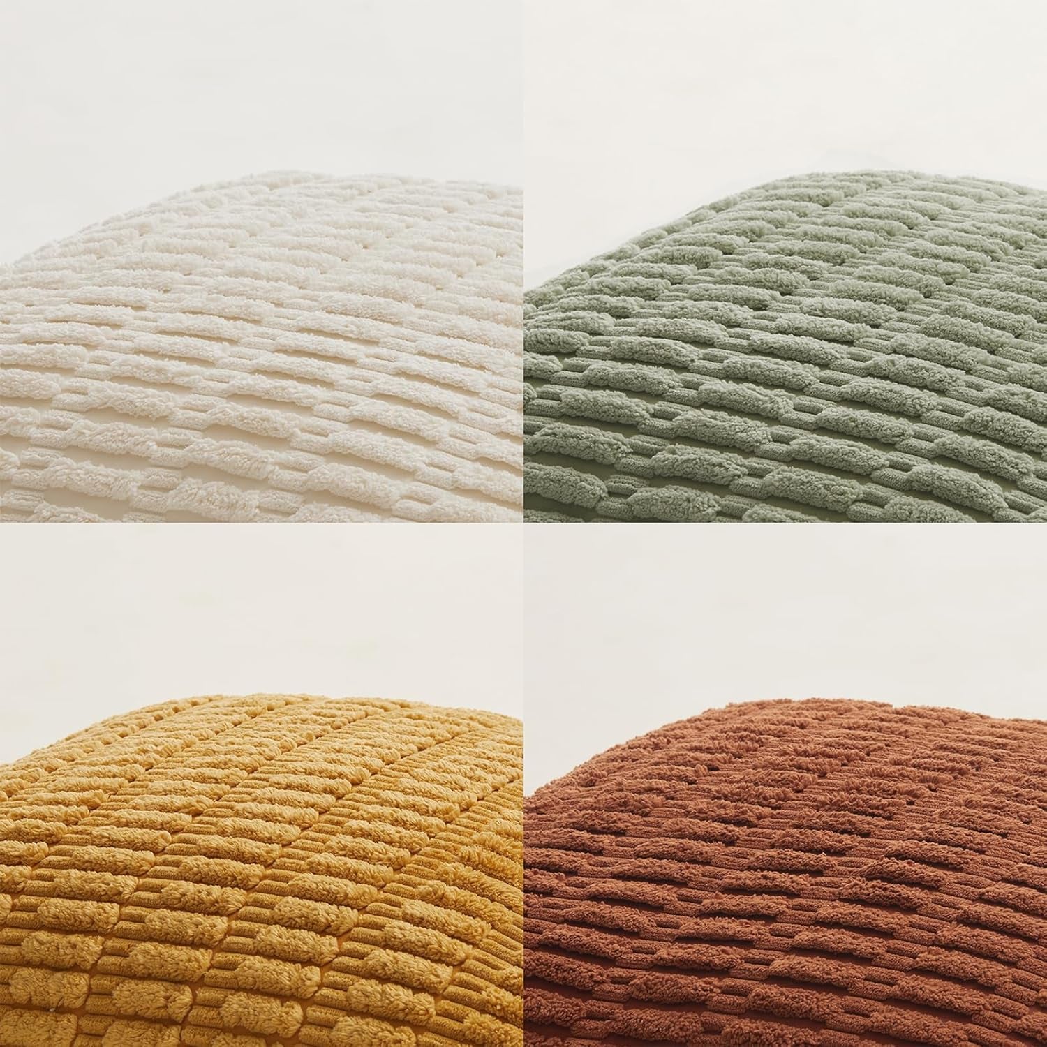 4 Packs Boho Fall Decorative Throw Pillow Covers 18X18 Inch for Living Room Couch Bed Sofa, Rustic Farmhouse Home Decor, Soft Plush Striped Corduroy Square Cushion Case 45X45 Cm