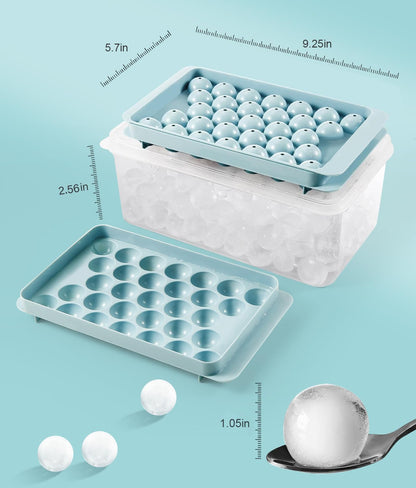 Ice Cube Tray with Lid - 62 round Ice Balls Maker, Bpa-Free, Space-Saving Stackable Ice Molds for Freezer, Easy Release Ice Trays for Cocktails & Drinks
