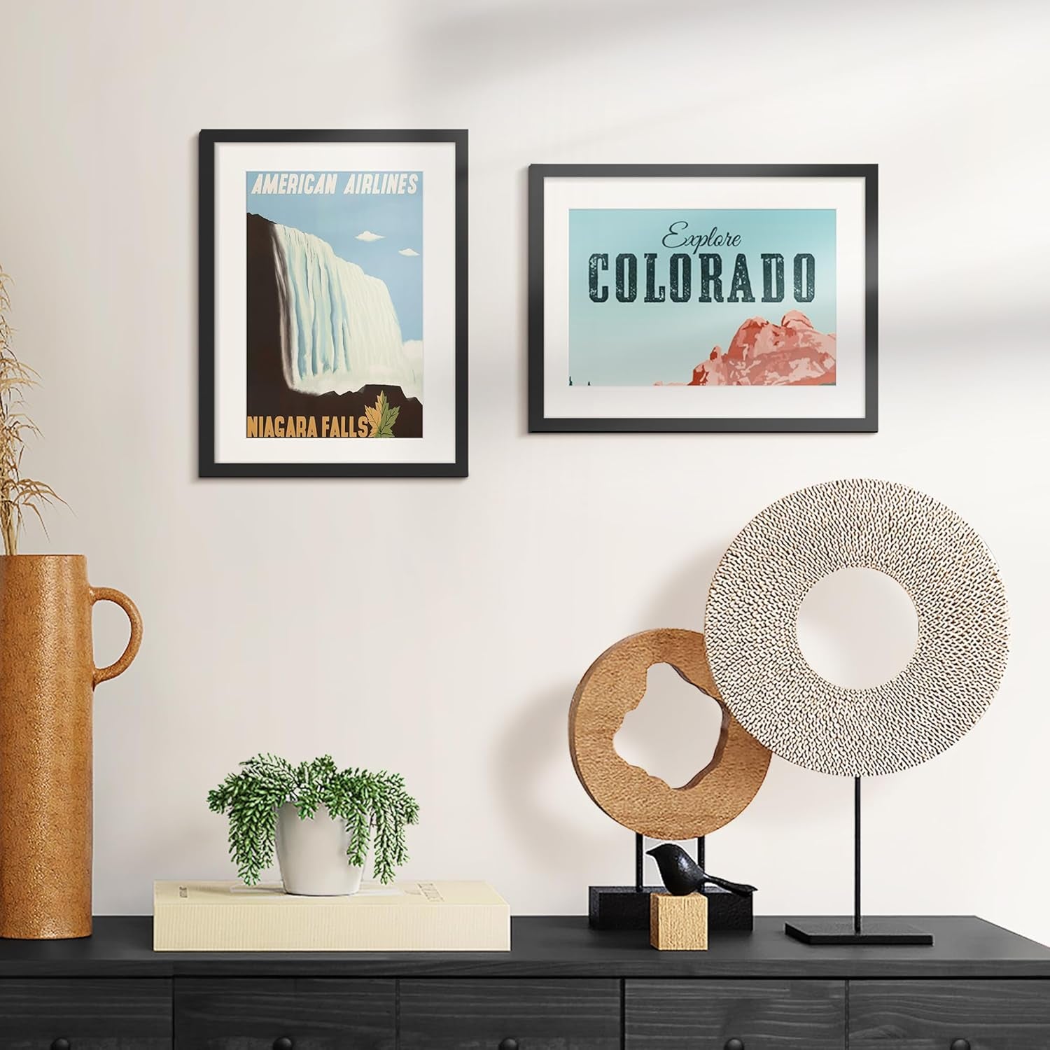 12X16 Picture Frame, Display Poster 9X12 with Mat or 12 X 16 without Mat, Wall Gallery Photo Frames, Black, 2 Pack