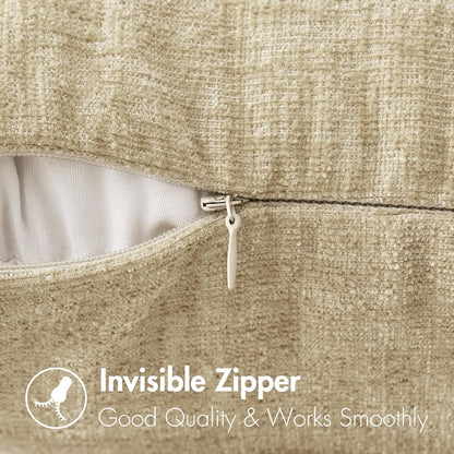 Pack of 1 Couch Throw Pillow Covers 14X36 Inch Soft Beige Chenille Pillow Covers for Sofa Living Room Solid Dyed Pillow Cases