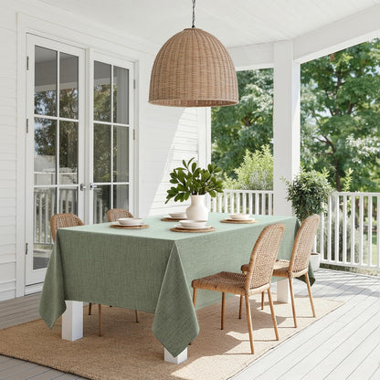 Sage Green Linen Tablecloth 52X70 Inch Rectangle Table Cloth Waterproof,Stain Resistant & Wrinkle Resistant for Dining Party Wedding
