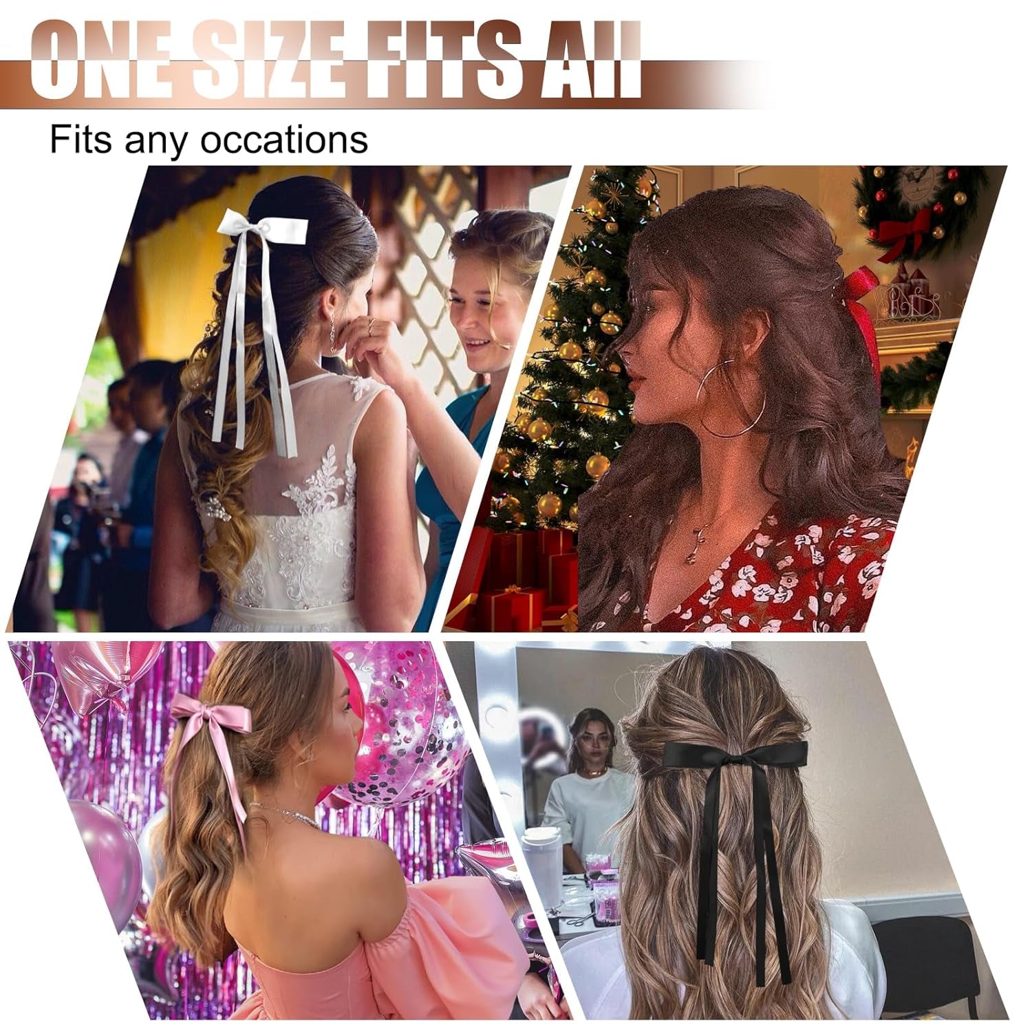 Hair Bows for Women,10 PCS Large Bow Hair Clips Tassel Ribbon Bowknot with Long Tail,Ribbon Hair Bows Barrettes for Thick Thin Hair,Nonslip Hair Accessories Christmas Birthday Gifts