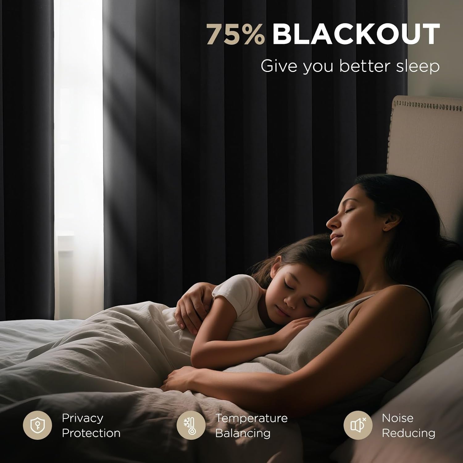 Blackout Patio Sliding Door Curtains - 84 Inches Long, Grommet Privacy Room Divider, Extra Wide Thermal Blackout Drapes for Bedroom and Living Room (Black, 100Wx84L, 1 Panel)