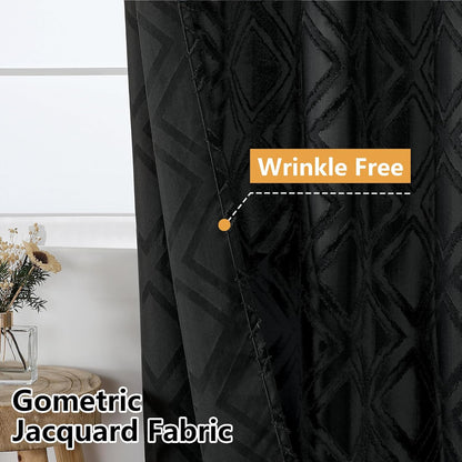 Black Shower Curtain Set for Bathroom, 36 “ Width Stall Small Boho Shower Curtain with 12 Hooks, Soft Lightweight Jacquard Design Fabric Shower Curtain, Machine Washable, Black, 36 W X 72 L