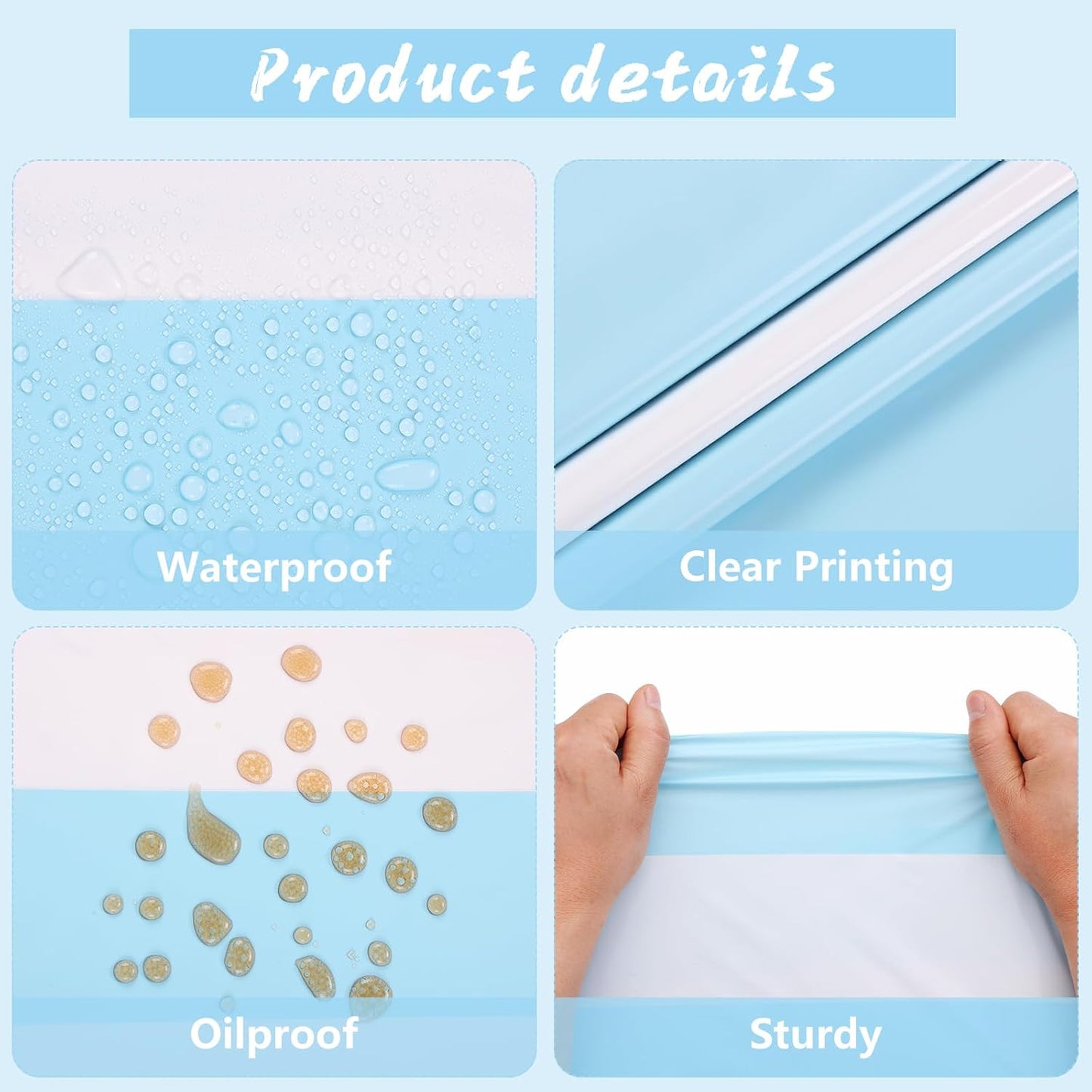 3 Packs Light Blue and White Striped Table Cloth 54 X 108 Inches Bluey Stripe Table Cover Disposable Plastic Beach Tablecloths Waterproof Rectangle Picnic Tablecover for Pool Birthday Party