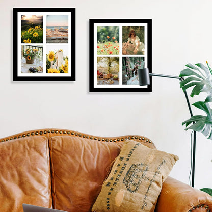 12X16 Picture Frame, 5X7 Collage Frame, Display 4 Pcs 5X7 Photos or 12X16 Picture, Four Opening Collage for Wall Hanging, Lightweight Multi Frame, Black