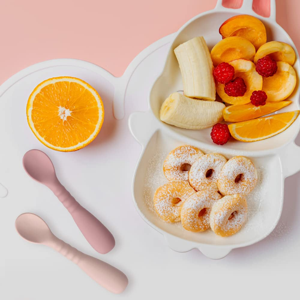 Silicone Baby Feeding Spoons [6 Pack] - First Stage Infant Spoons, Training Spoon for Self Feeding Babies and Toddlers