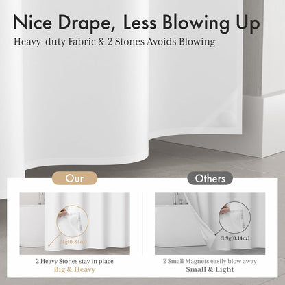 No Hook Shower Curtain and Liner Set, Shower Curtain with Liner and Hooks Built-In Less Time, Heavy Duty Double Waterproof Farmhouse Shower Curtain Set for Bathroom, Grey, 74"X72"