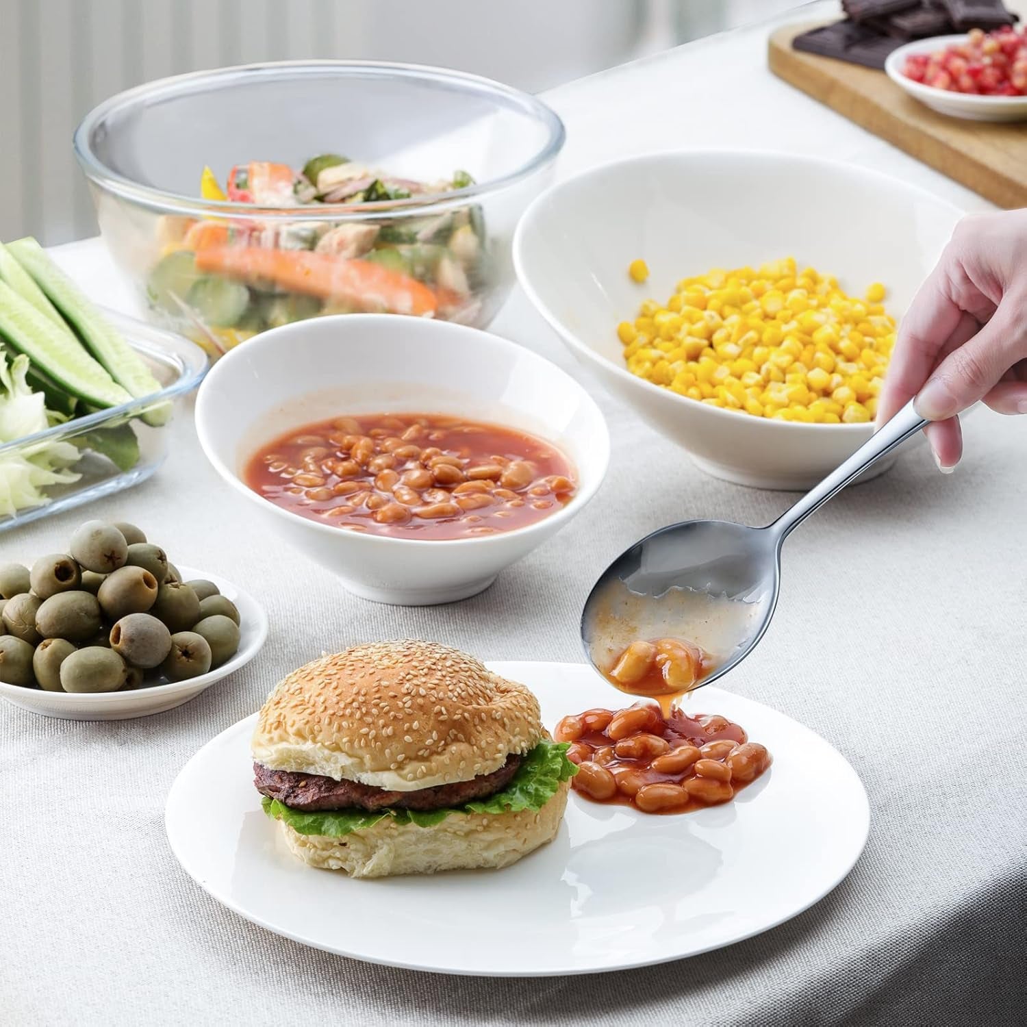 8-Piece Serving Set - Includes 4 Spoons and 4 Slotted Spoons, 18/8 Stainless Steel Buffet Utensils - Mirror Polished, Dishwasher Safe, 8.6-Inch