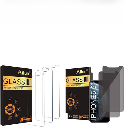 Screen Protector Compatible for Iphone 11 Pro Max/Iphone Xs Max 3 Pack 6.5 Inch and Privacy Screen Protector Compatible with Iphone 11 Pro Max/Iphone Xs Max 6.5 Inch 2 Pack
