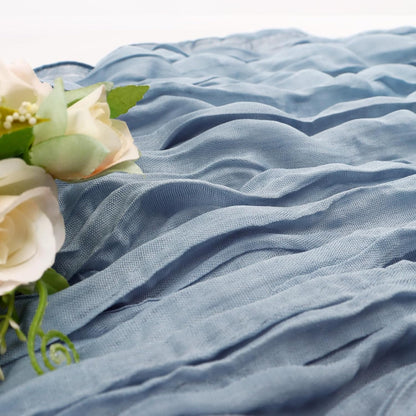 Dusty Blue Cheese Cloth Table Runners, 35X120 Inch Boho Gauze Sheer Cheese Cloth Table Runner for Party Birthday Wedding Bridal Baby Shower Dining Decorations