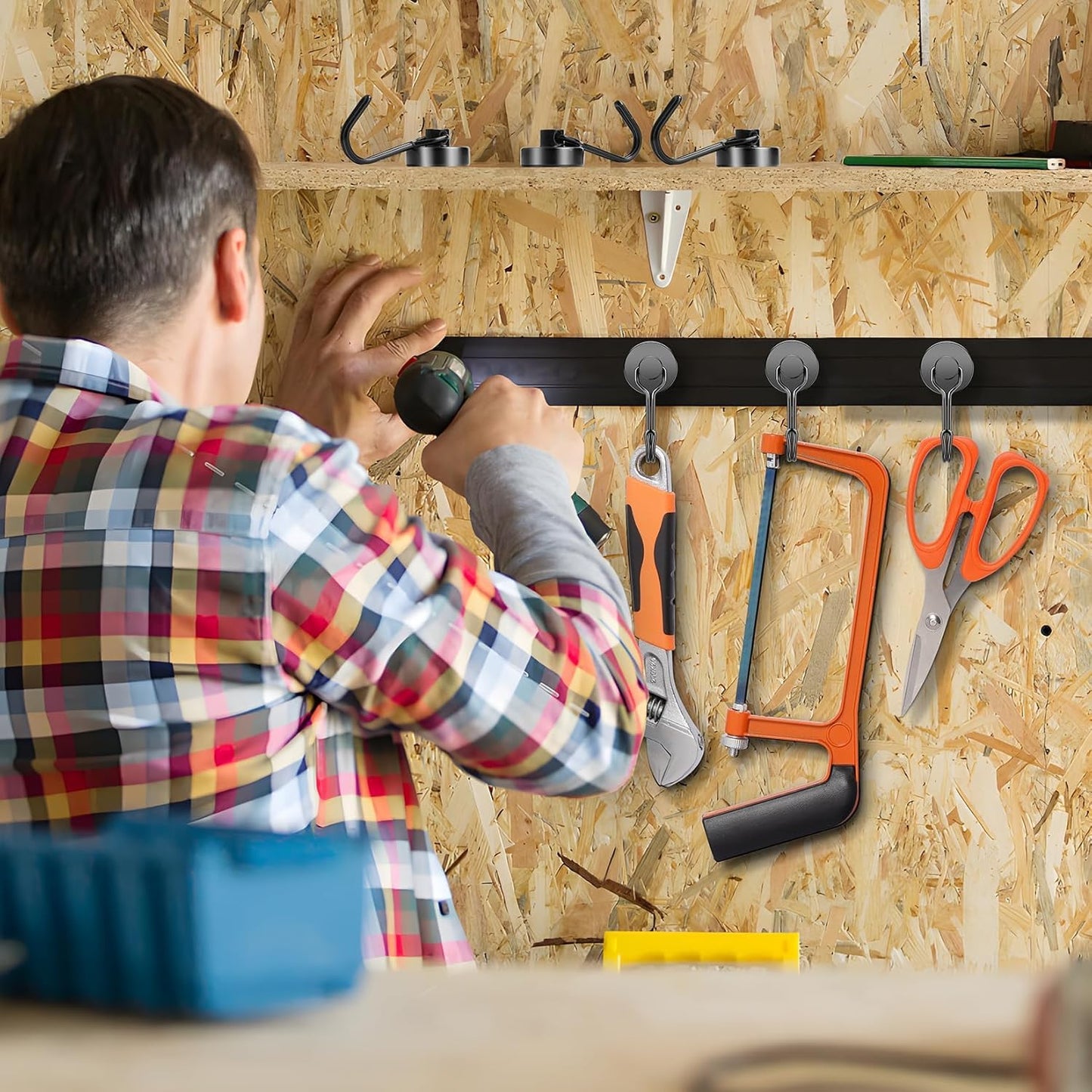 Black Magnetic Hooks, 25LBS Strong Magnetic Hooks Heavy Duty, 4Pack Neodymium Magnet Hooks for Cruise Cabin, Swivel Swing Magnets with Hooks for Refrigerator, Grill, Hanging, Classroom, Garage