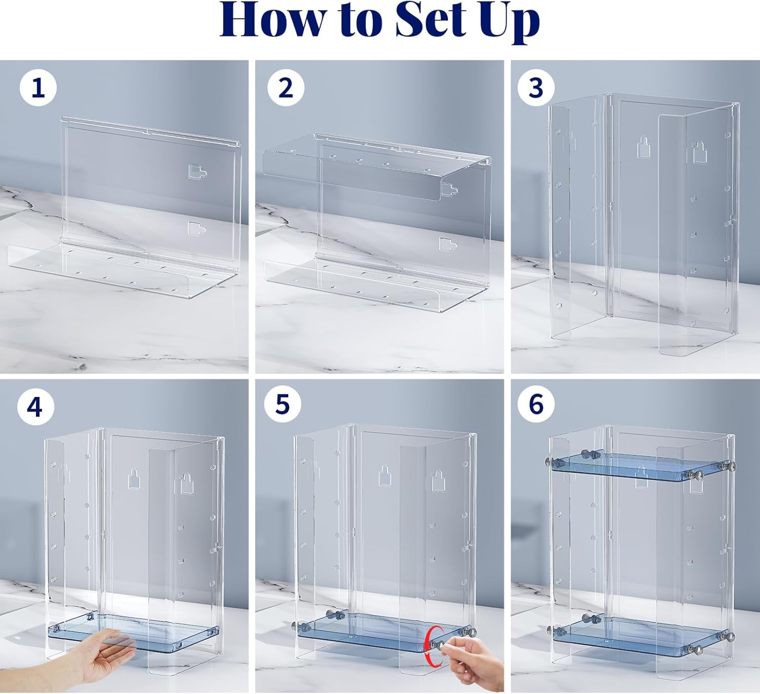 Bathroom Countertop Organizer, 2 Tier Adjustable Corner Makeup & Skincare Organizer with Protective Guard Rail, Transparent Design for Vanity, Bathroom Counter, Ideal for Girls