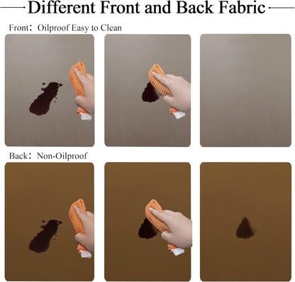 Fitted round Table Cloth, Reversible Waterproof Stain Resistant Elastic Stretch Tablecloth, Wipe Clean Table Cover for Outdoor/Indoor Use, Fits round Tables up to 40" - 44" Diameter, Coffee