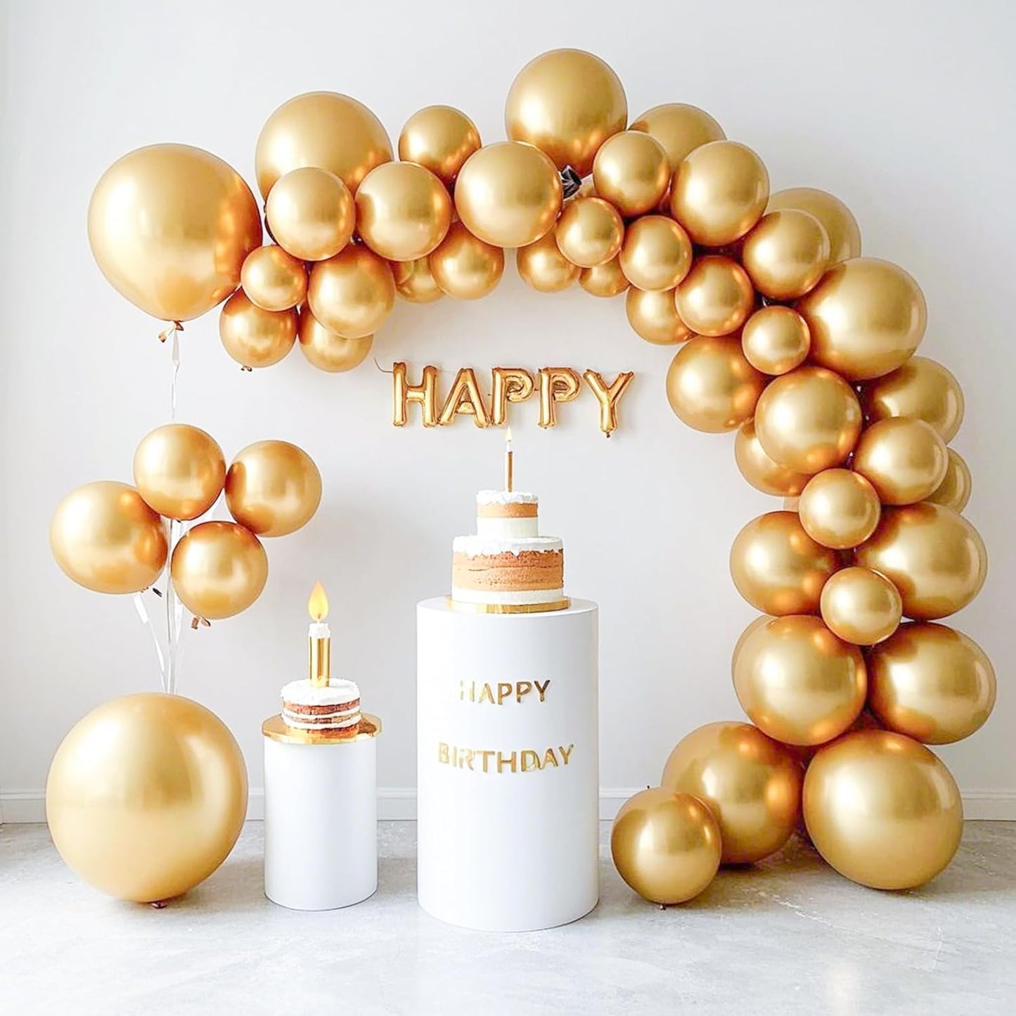 Metallic Gold Balloons 145 Pcs Gold Metallic Balloon Arch Kit Different Sizes of 18 12 10 5 Inch Gold Balloons for Balloon Garland Kit or Balloon Arch as Birthday Party Decorations
