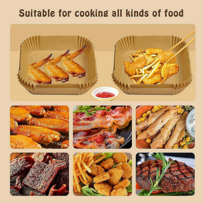 Air Fryer Liners Disposable Compatible with COSORI Air Fryer 6 Qt, 100 Pcs Unbleached Parchment Paper for 5-8 Qt 7.9 Inch Square Parchment Paper for Baking Non-Stick