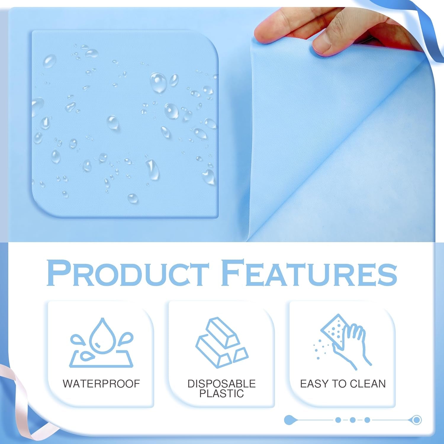 Light Blue Rectangle Tablecloth Set - 4 Pieces, 54"x72", Waterproof and Spillproof Disposable Plastic Covers for Dining, Buffets, Picnics, and Outdoor Events