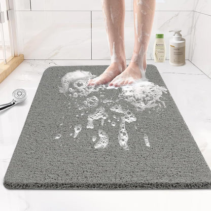 Bathtub Mat Non Slip, Bath Mat for Tub, Shower Mats for inside Shower, 17X24 Inch, PVC Loofah Bathroom Mats for Wet Areas, Quick Drying, Grey