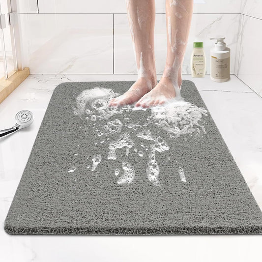 Bathtub Mat Non Slip, Bath Mat for Tub, Shower Mats for inside Shower, 17X24 Inch, PVC Loofah Bathroom Mats for Wet Areas, Quick Drying, Grey