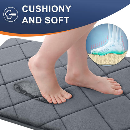 Memory Foam Bath Mat 24X16, Ultra Soft and Absorbent Bathroom Rugs, Machine Washable, Comfortable Bath Carpet for Bathroom Floor, Tub and Shower, Dark Grey