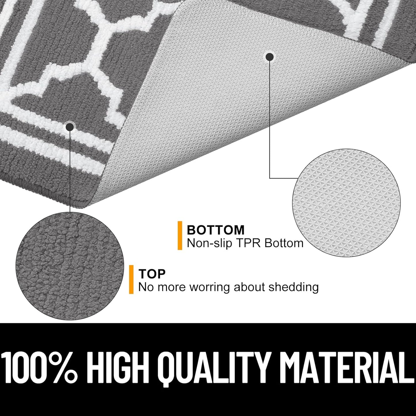 Indoor Door Mat 2 Pieces, Doormat for Entryway Size 32X20 and 30X17 in Grey 2 Item Bundle