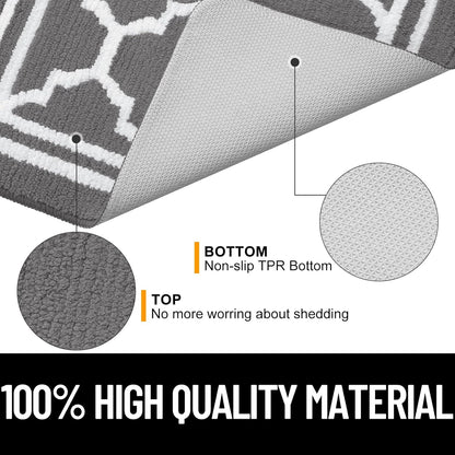 Indoor Door Mat 2 Pieces, Doormat for Entryway Size 32X20 and 30X17 in Grey 2 Item Bundle