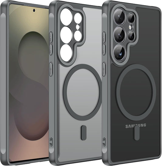 Magnetic Case for Samsung Galaxy S25 Ultra 5G 6.9” [Compatible with Magsafe] [15 FT Military Grade Protection] Magnetic Charger Case Bumper for S25 Ultra, Slim Phone Bumper Cover- Gray